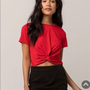 Red twist crop top
